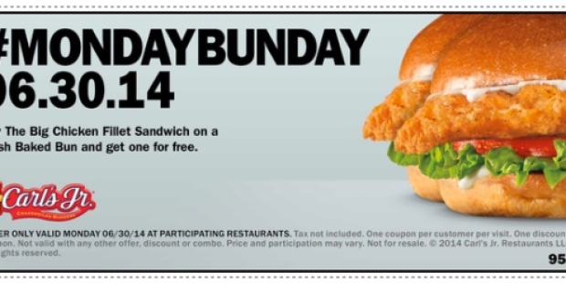 Carl’s Jr. & Hardee’s: Buy 1 Get 1 FREE Big Chicken Fillet Sandwich (Tomorrow Only!)