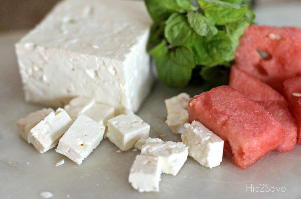 Feta cheese and watermelon salad