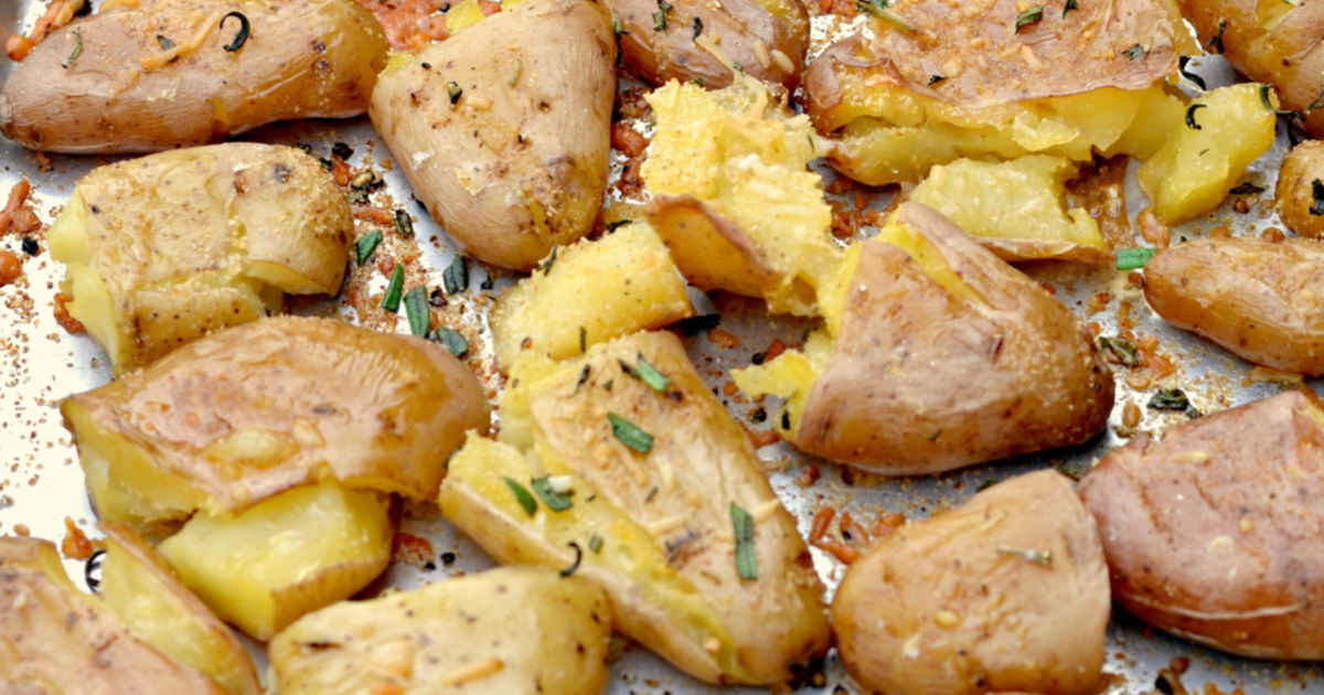 Parmesan Smashed Potatoes | Hip2Save