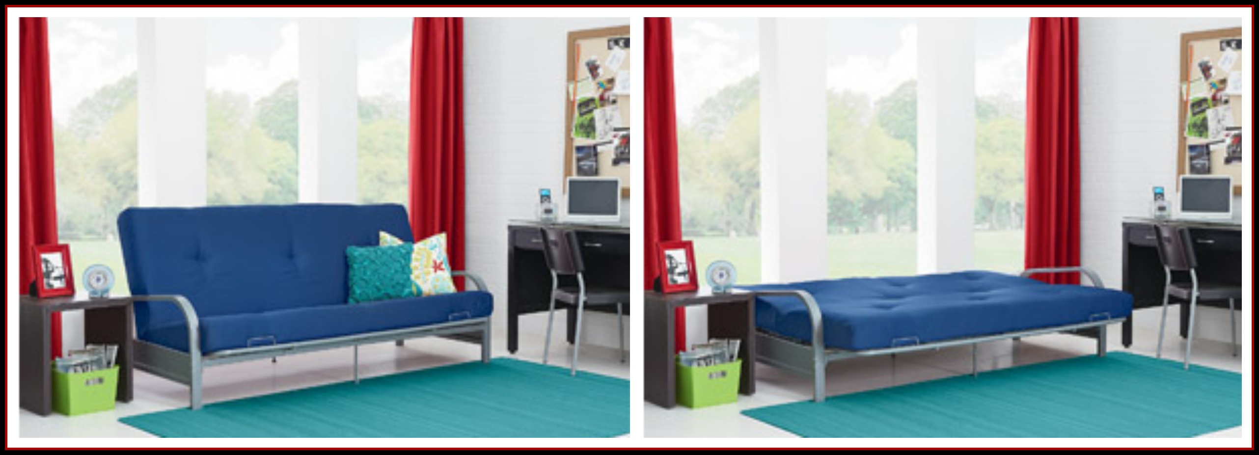 Mainstays Metal Arm Futon with Mattress Only 89 Shipped