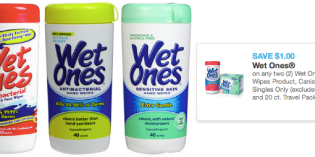 New $1/2 Wet Ones Wipes Canister or Singles Coupon = Only $1.04 Each at Target