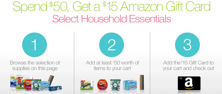 Amazon: FREE $15 Amazon Gift Card with $50 Household Essentials Purchase - Hip2Save