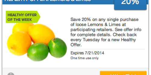 SavingStar: 20% Cash Back on Single Purchase of Lemons and/or Limes