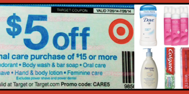 Target: $5 Off $15 Personal Care Purchase Coupon Starts 7/20 – Get Your Coupons Printed/Clipped (+$10 Off $50 Home Purchase Coupon)