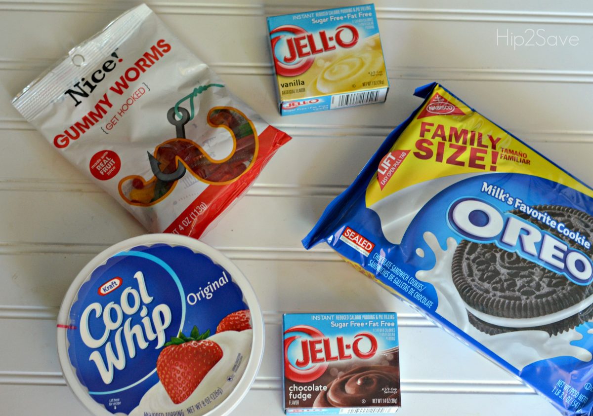 Ingredients for Oreo Dirt and Sand Cups