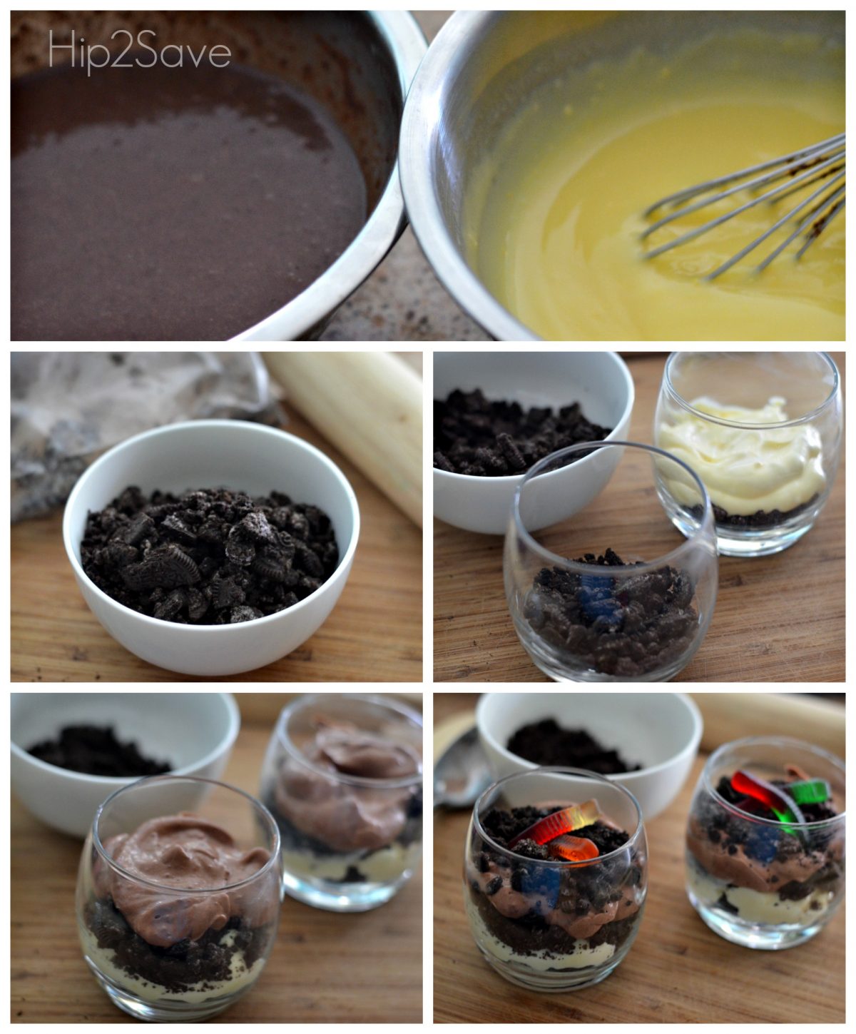 Oreo & Pudding Dirt Cups how to make step by step process