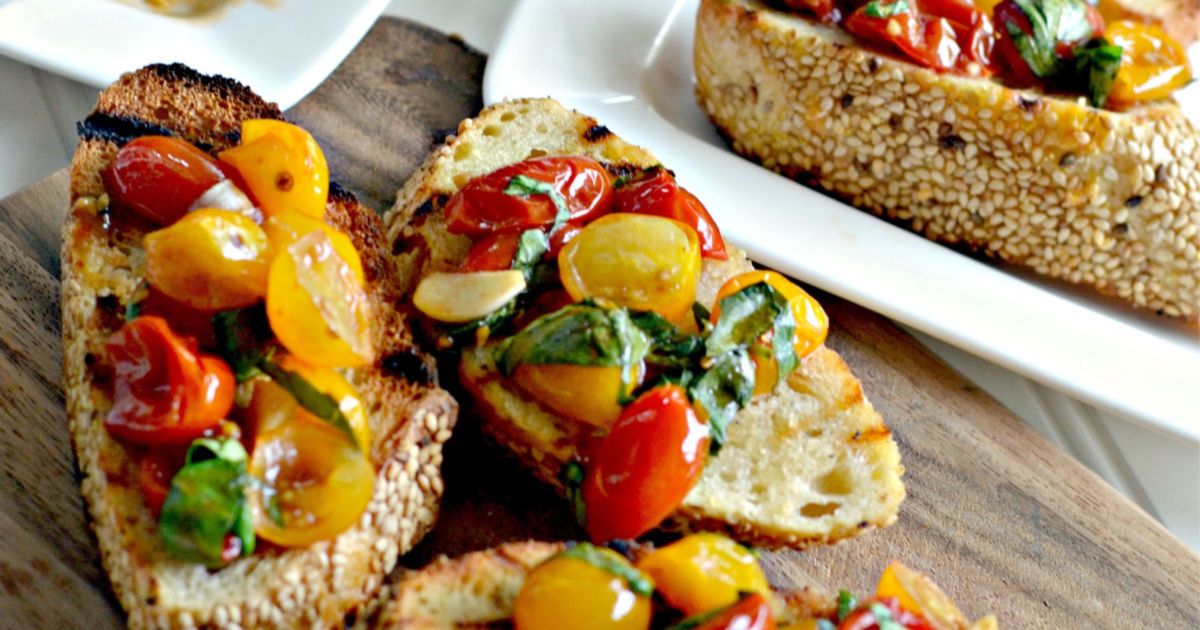 Roasted Tomato & Garlic Bruschetta | Hip2Save