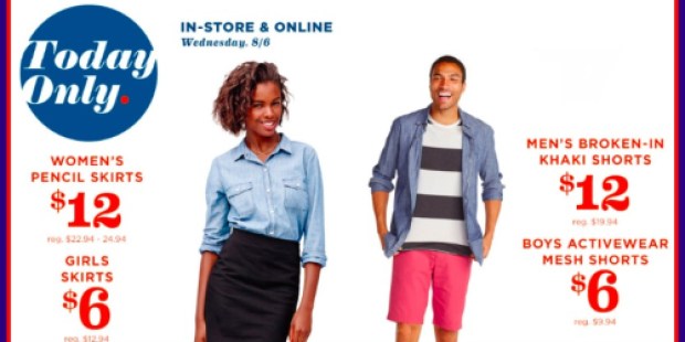 Old Navy: $12 Women’s Skirts & Men’s Shorts + $6 Girl’s Skirts and Boy’s Shorts (Today Only)