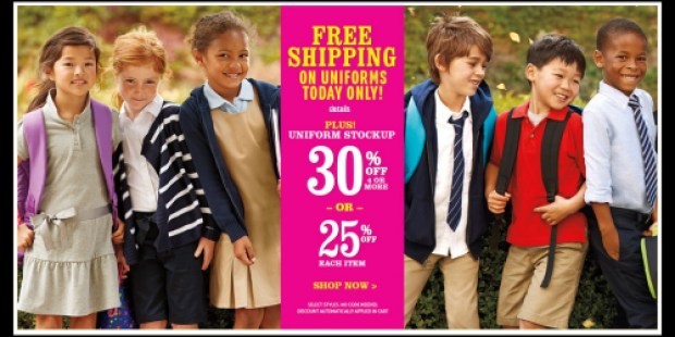 The Children’s Place: Extra 25% Off All Uniforms + Add’l 20% Off & Free Shipping (+ 40% Off Clearance)