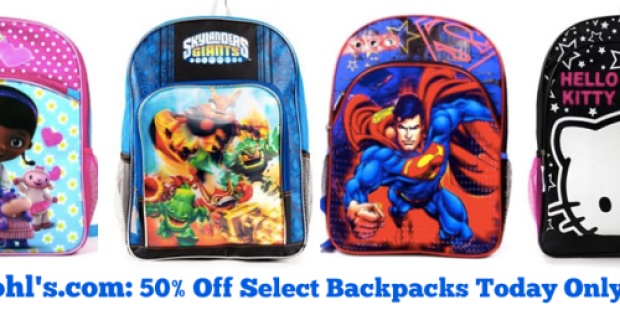 Kohl’s.com: 50% Off Select Backpacks Today Only = Backpacks As Low As $8.40 Shipped (Reg. $29.99)