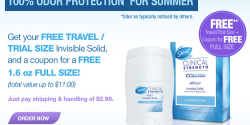 SecretStore.com: Free Full Size Clinical Strength Deodorant Coupon AND Free Trial Size Deodorant ($11 Value) – Just Pay $2.99 Shipping