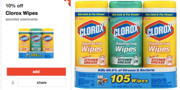 Target Cartwheel: New 10% off Clorox Wipes = as low as 71¢ per Container