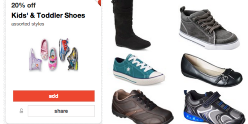 Target Cartwheel: 20% Off Kid’s & Toddler Shoes (+ Stackable $3 Off Kid’s Shoe Purchase Mobile Coupon)