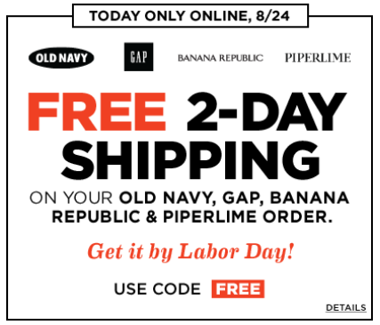 gap shipping code