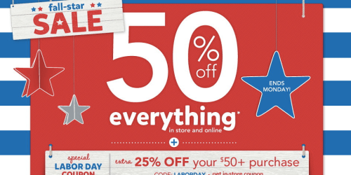Carter’s: 50% Off EVERYTHING + Extra 25% Off (In-Store & Online)