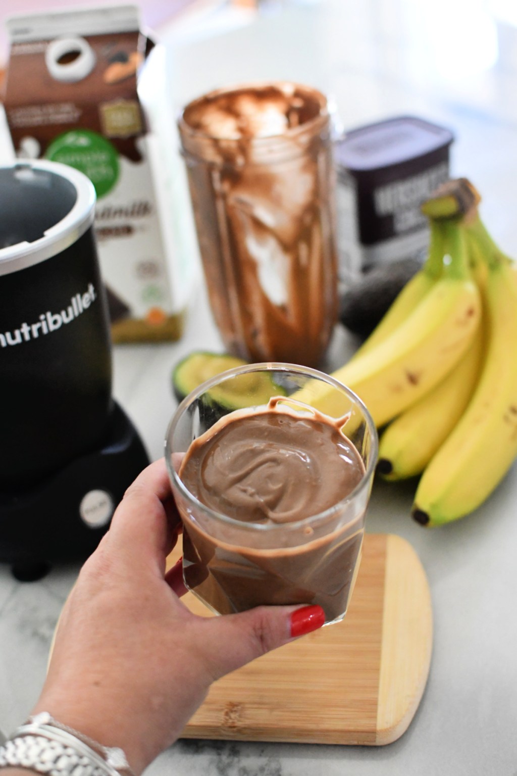 chocolate avocado smoothie in a nutribullet