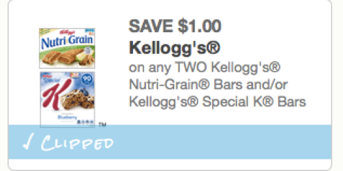 New $1/2 Kellogg’s Nutri-Grain or Special K Bars Coupon = Only $1.50 Per Box at Walgreens