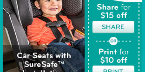 High Value $15/1 Evenflo Car Seat with SureSafe Installation Coupon (When You Share with Friends)