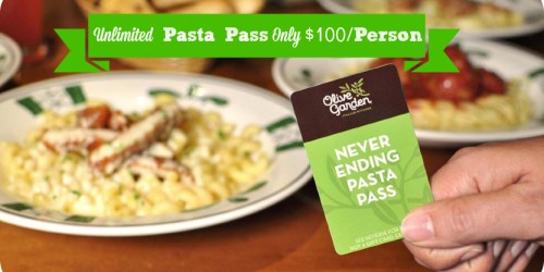 Olive Garden: 7-Week Never Ending Pasta Pass Only $100 (Starting at 3PM EST – 1,000 Passes Available!)