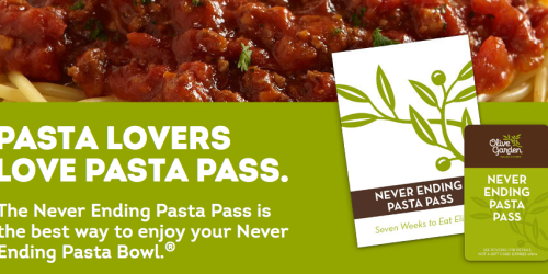 Olive Garden: 7-Week Never Ending Pasta Pass Only $100 (Starting at 3PM EST – 1,000 Passes Available!)