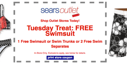 Sears Outlet: FREE Swimsuit, Swim Trunks, or Swim Separates Coupon (Valid In-Store Today Only)