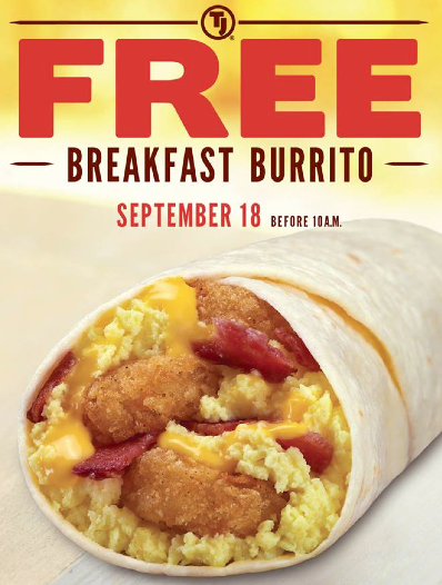 Taco John's: FREE Breakfast Burrito on 9/18 - Hip2Save