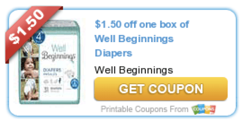 Rare $1.50/1 Well Beginnings Diapers Coupon (RESET) = Only $4.75 Per Pack at Walgreens