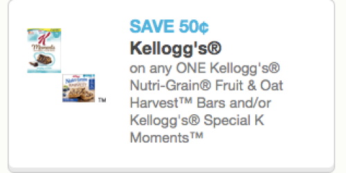 New $0.50/1 Kellogg’s Fruit & Oat Harvest Bars or Special K Moments Coupon + Upcoming Target Deal