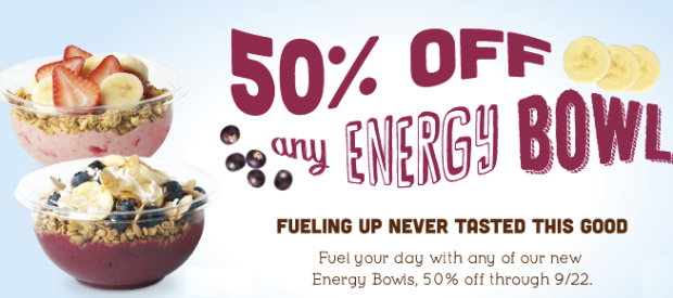 Jamba Juice: 50% Off Any Energy Bowl Coupon