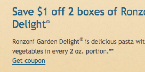 New $1/2 Ronzoni Garden Delight Pasta Coupon = Only $0.38 Per Box at Target