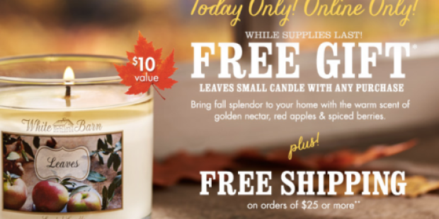Bath & Body Works: Free Leaves Small Candle w/ Any Purchase Today Only + 50% Off Aromatherapy + More