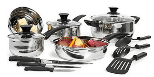 Sears.com: *HOT* Essential Home 14-Piece Cookware Set Only $11.97 (Reg. $49.99!) + Free In-Store Pick Up – IF Available Near You