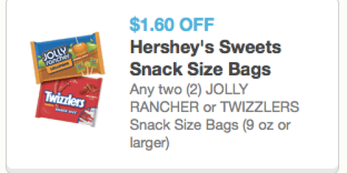 Rare $1.60/2 Jolly Rancher or Twizzlers Snack Size Bags Coupon = $0.95 Per Bag at Target + More