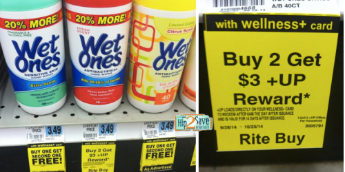 Rite Aid: 4 FREE Wet Ones Wipes Canisters (After Coupon & +Up Reward)