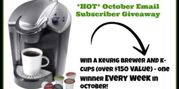 *HOT* Email Subscriber Giveaway – One Subscriber Wins a Keurig Brewer + More Every Week
