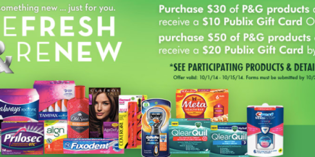 Publix: FREE $10 Publix Gift Card with $30 P&G Purchase (Through 10/15) + More