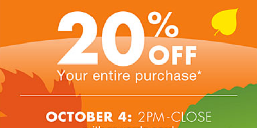 Big Lots: 20% Off Your ENTIRE Purchase (Valid on 10/4 for Buzz Club Members or 10/5 for Everyone)
