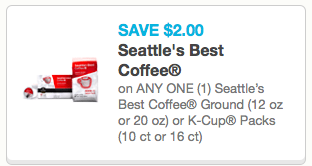 $2/1 Seattle's Best Ground Coffee or K-Cups Coupon