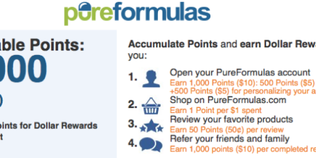 PureFormulas.com: *HOT* FREE $10 Reward + Extra 15% Off & Free Shipping = FREE Products