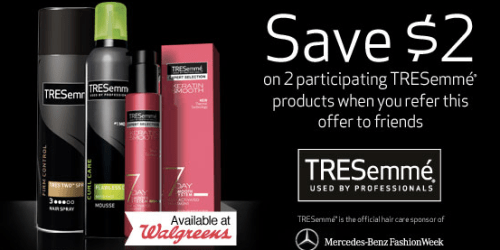 Walgreens: New $2/2 Tresemme Products Coupon (Valid for Walgreens Only)