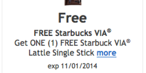Kroger: FREE Starbucks VIA Latte Single Stick eCoupon