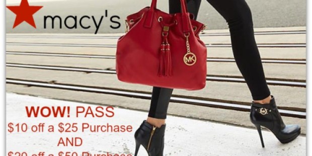 Macy’s: $10 Off a $25 OR $20 Off a $50 Purchase WOW! Pass (Includes Sale & Clearance Apparel!)