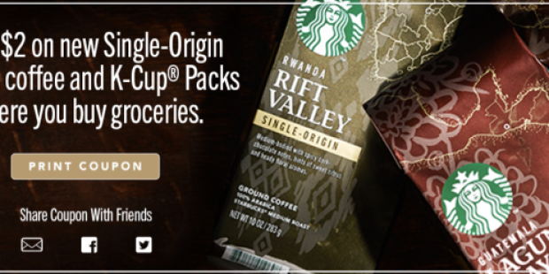 High Value $2/1 Starbucks Coffee or K-Cups Coupon