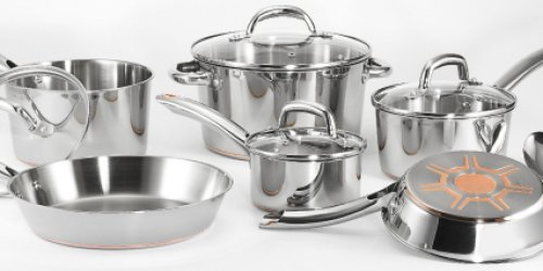 Amazon: Highly Rated T-Fal Stainless Steel Copper-Bottom 12-Piece Cookware Set Only $86 Shipped