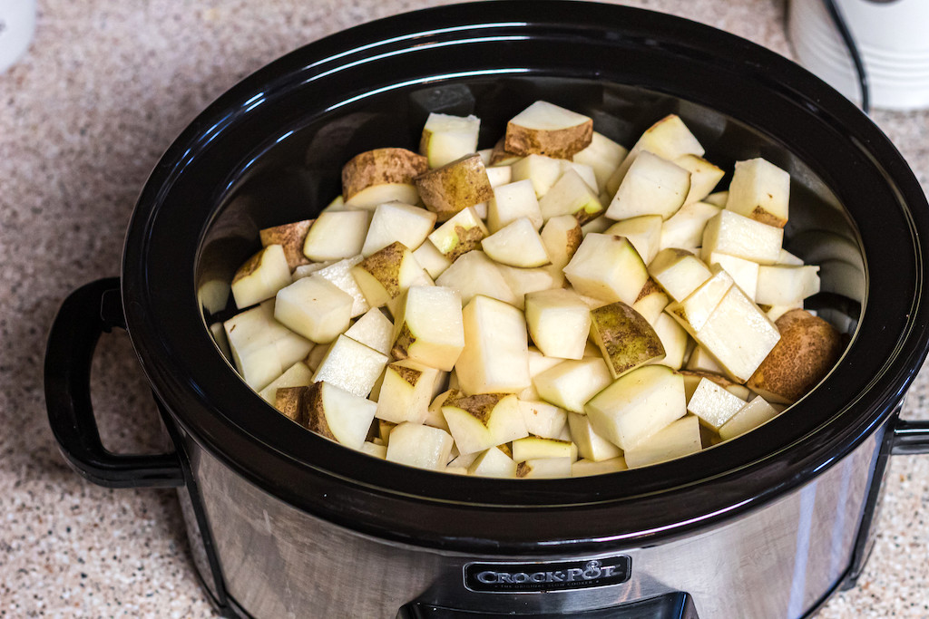 cubed potatoes in Crockpot 