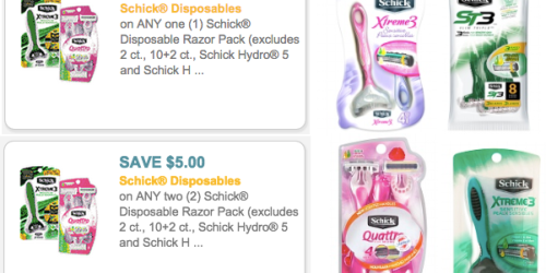New $5/2 and $2/1 Schick Disposable Razor Coupons = Nice Deals at CVS & Walgreens