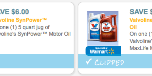 $10 in *NEW* Valvoline Motor Oil Coupons