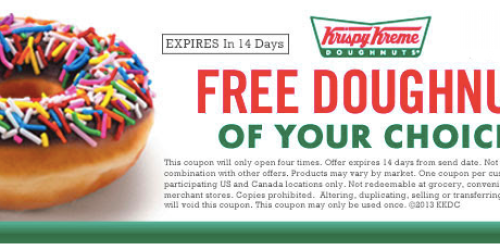 Krispy Kreme: FREE Doughnut (Sign up for eClub)