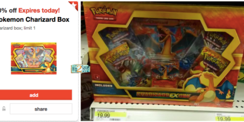 Target Cartwheel: 50% Off Pokemon Charizard Box Today Only = As Low As $7.50