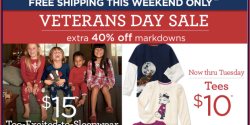 Gymboree: FREE Shipping on ANY Order This Weekend Only (Nice Deals on Sleepwear, Tees & More)